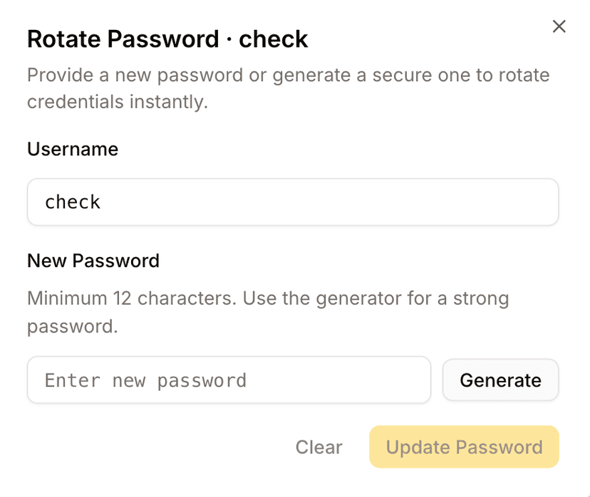 Update Database Password